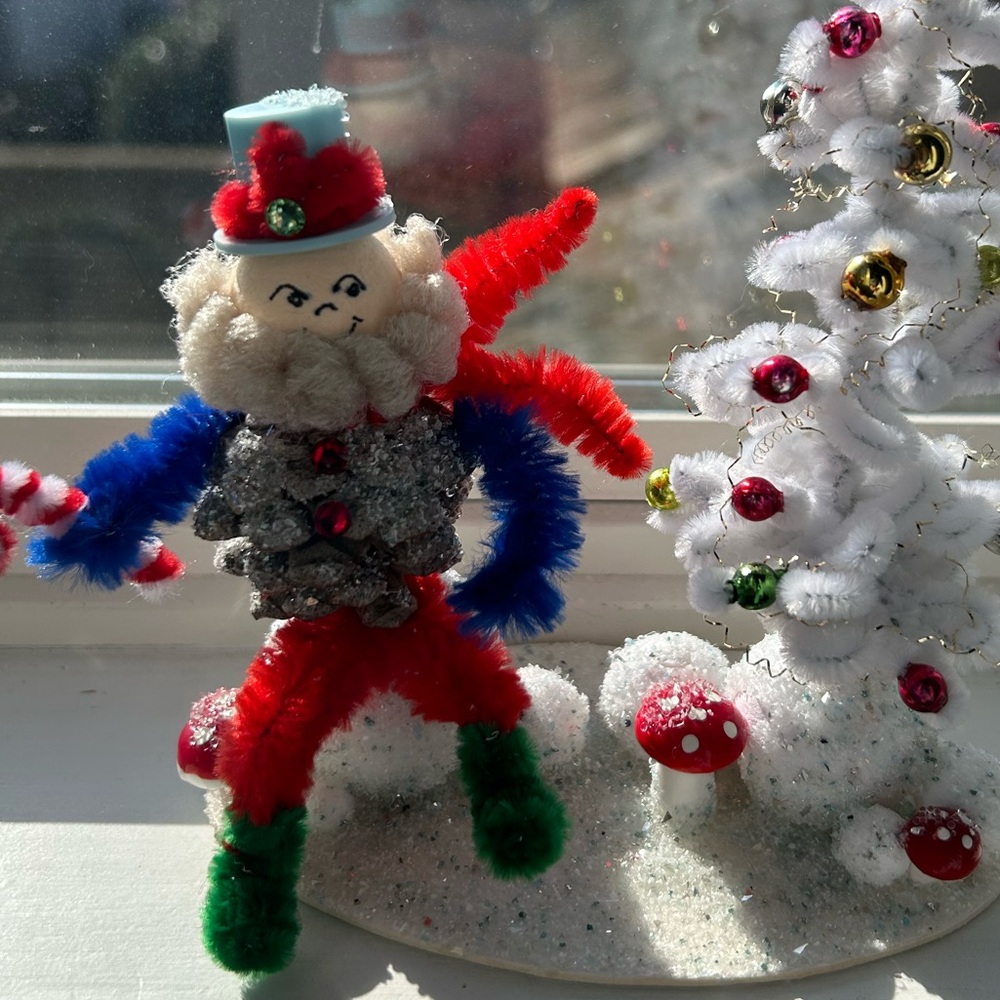 Festive vintage repurposed elf and Tree Holiday Decoration - Picture 1 of 7